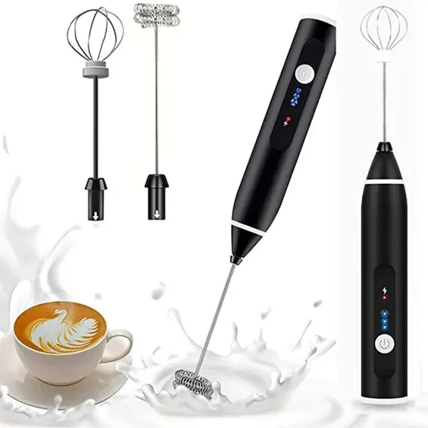 3a860d24626ddcea8fbccc3438334195 2 in 1 Coffee Beater Rechargeable Smooth Mixing Easy Use Compact Design Comfortable Handling