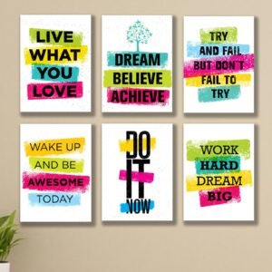 3a980ae1522c2a62dbc0560368de77f7 6 PC Motivational Quote Wall Decor Cardboard Phototiles Elegant Durable Stylish Inspiring And Decorative Art