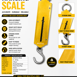 Heavy Duty Mechanical Hanging Scale (50kg Capacity) – Aluminum Body with Steel Hook
