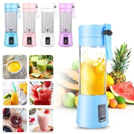 Rechargeable Portable Mini Juicer Blender – 6 Blades, 380ml Outdoor Juicing Cup [Random Color]