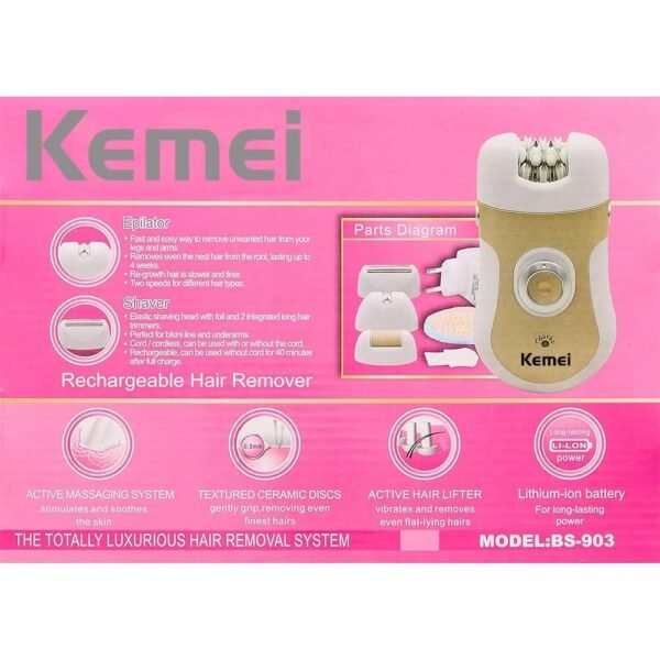 3f16b9ef16a47d3846b86bf802be7b56 Kemei Model BS 903 4 In 1 Lady Epilator And Shaver Beauty Kit - Personal Care Accessory Designed For Hair Removal And Daily Maintenance Routine