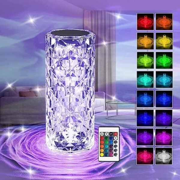3f8dbd936cb410a0b7dee50b04f6907d 16 Colors Crystal Lamp With Remote | RGB Rose Diamond Table Lamp Rechargeable | Diamond Crystal LED Light Lamp