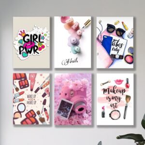 Set of 6 Fashion & Empowerment Wall Art Frames – 8x11" MDF with Sticky Backing