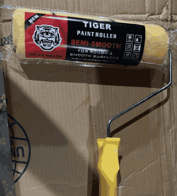 Tiger Professional Paint Roller – 9-Inch Semi-Smooth Roller with Handle – Heavy-Duty Wall Painting Tool for Rough & Smooth Surfaces – DIY & Contractor Grade