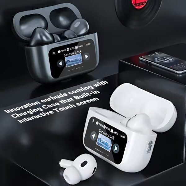 43d538fc90c26ff2b96e028af2564485 A9 Pro AirPods Pro – Wireless LCD Screen Earbuds | Touch Control, Hi-Fi Stereo Sound, Bluetooth 5.3 Earphones with Charging Case
