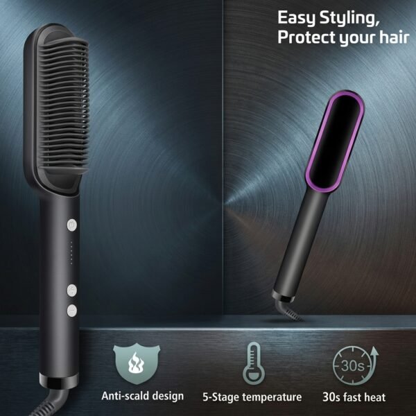 4446e400ee68f6e0cffdb197512d27cb Professional Hair Straightener Brush – Anti-Scald Comb with 5 Temperature Settings
