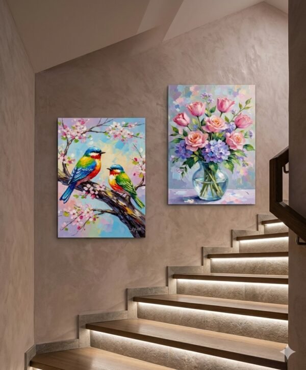 2Pcs Birds Wall Frame | Decorative 8x11 Inch Frames For Home & Office | Double Tape Included
