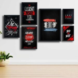 466b33684425c6f426eaf52a00179ac9 Motivational Wooden Wall Art Frame Set – 6 Pcs Inspirational Quotes | Be Strong, Think Big, Never Stop, Do or Die | Premium Quality Wooden Frames for Home & Office