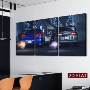 Set of 3 wall art sticky wooden canvas frames for home decore / sticky phototiles