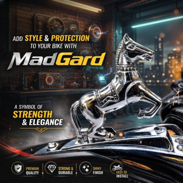 Front Mudguard Horse Ornament for Bikes – Premium Chrome Style Bike Decoration