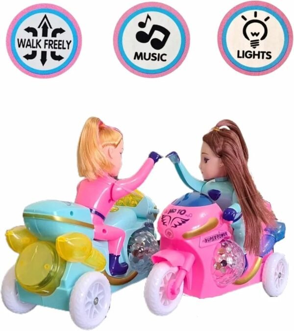 475bc8312b3095000cb57723462a2339 Princess Motorbike Toy With Lights Music And Dolls Pretend Playset Bump N Go Vehicle For Girls Kids Age 3 Plus (Random Color)