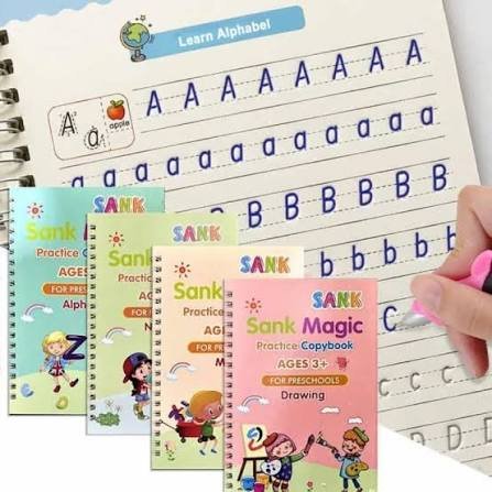 China Imported Sank Magic Book 4pcs With Refills & Pen | Kids Practice Book | Educational Tracking Books For Kids