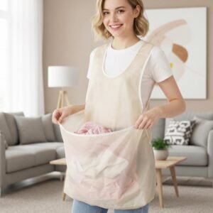 4aa53cd792469a223c04a7db76931048 Laundry Bag Apron With Pocket Durable Fabric Storage Organizer Apron Size 21x22 Cm Pocket Size 22x14 Cm | Random Color
