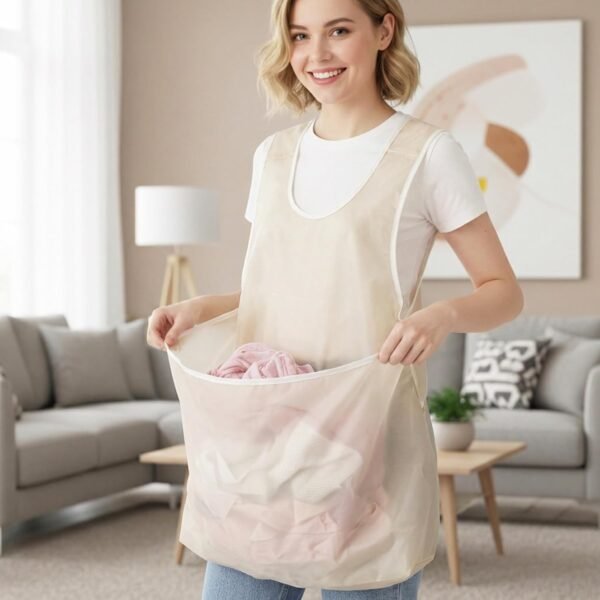 4aa53cd792469a223c04a7db76931048 Laundry Bag Apron With Pocket Durable Fabric Storage Organizer Apron Size 21x22 Cm Pocket Size 22x14 Cm | Random Color