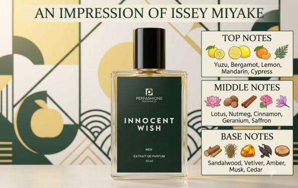 4afbdfd75b6a8b7710f52d4fe5cccb29 Innocent Wish – Impression of Issey Miyake | Woody Aquatic Extrait de Parfum for Men | 50ml with Premium Box & Carry Bag