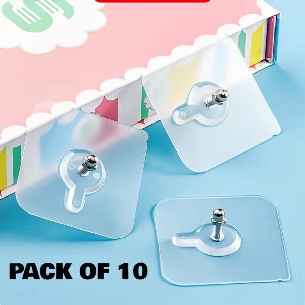4b7b5f4a2bf1f1c60d622f7553bd8310 Transparent Self-Adhesive Wall Hooks Sticker – Strong Hold, No Drill, Damage-Free Hanging - Pack of 10