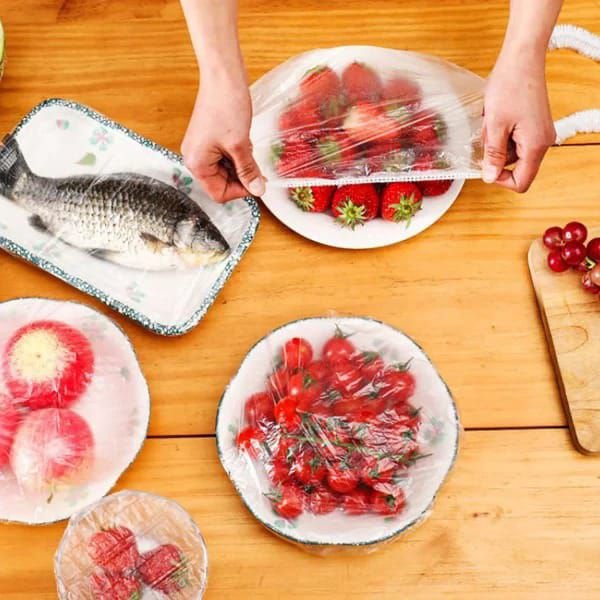 100 Pcs Disposable Food Cover Plastic Bags - Kitchen Accessory Designed For Food Protection And Daily Storage Routine