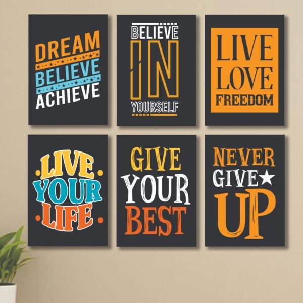 4d868221b648f20ac7eb08a5480ac478 6 PC Wall Decor Cardboard Phototiles With Double Tape For Back Sticking Believe In Yourself