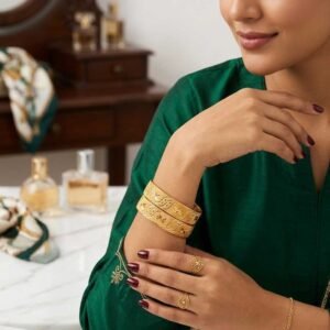 Premium 24K Gold-Plated Bangles | Stunning Star & Wave Pattern Pair
