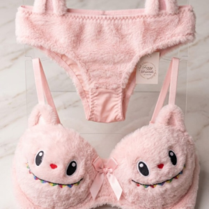 4fb165d70c6a48ea454f80e34fd871a2 Labubu Style Cute Double Padded Bra & Panty Set for Women – Soft Wool Material, Comfortable Lingerie Set (Random Color)