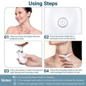4fd8cc8328170b52a088667574d0dda5 Rechargeable Neck & Face Massager with EMS Microcurrent – 3 Color Light Therapy, Hot Compress & Vibration Facial Skin Care Device (Type-C Charging)