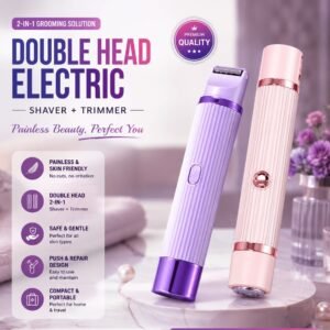 4fe36821ec7724e8681ba7b723d10ad9 2 in 1 Women Electric Shaver Dual Head Bikini Trimmer for Women IPX7 Waterproof Wet & Dry Use Body Hair Trimmer and Facial Hair Remover for Bikini Underarm Leg Arm Body Face (Random Color)