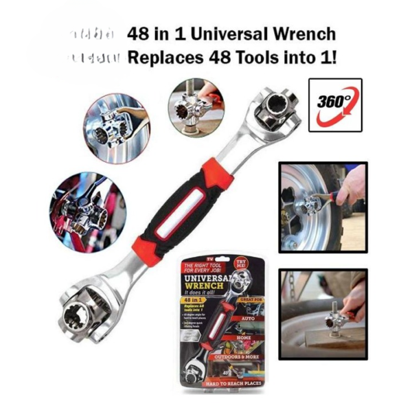 48-In-1 Universal Multi-Function Wrench 360° Rotary Adjustable Spanner for Nuts & Bolts