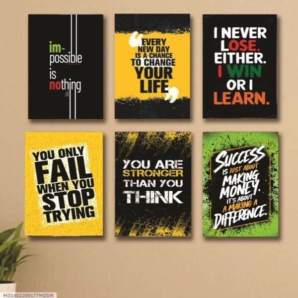 51a3bb193f30515ff09cc36164ff91ef 6 PC Motivating Wall Art Cardboard Phototiles Durable Elegant Stylish Inspiring And Creative Decorative Home And Office Collection