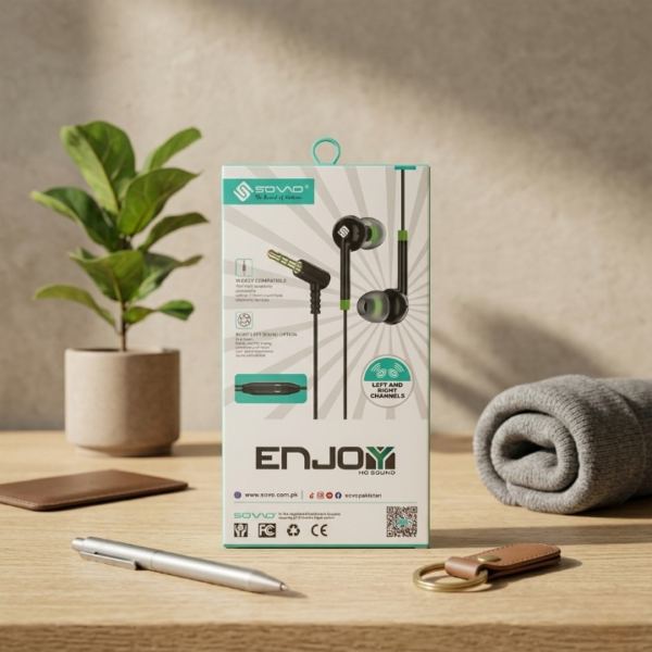 5260be12970feac4eb95ee5ff693377e SOVO SH-15 Stereo Earphone Handsfree – High Quality Wired Earphones with Deep Bass, Clear Sound & Comfortable Fit for Calls & Music