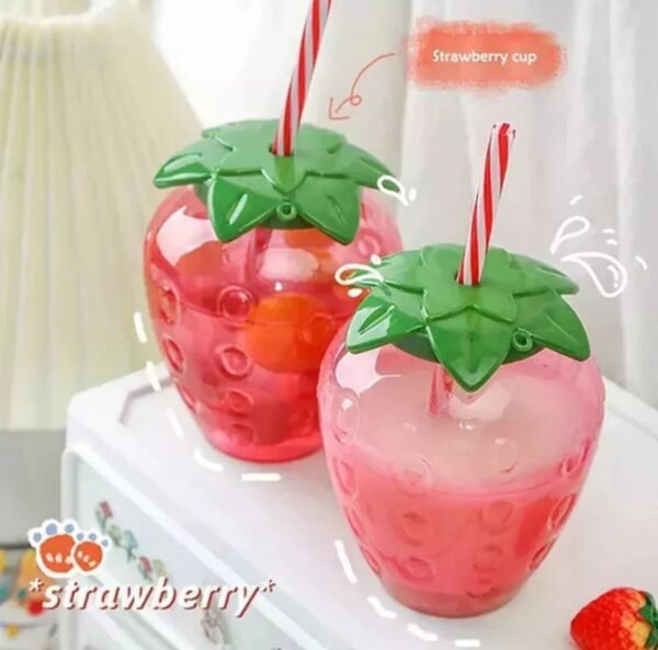 535023a9e0f57308a104f51fe43bb2a0 Strawberry Straw Water Bottle (Cute/Kawaii Design)