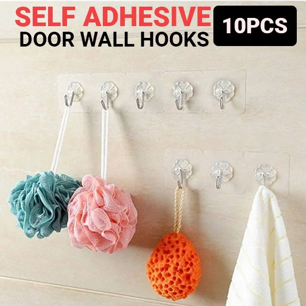 535a7633583eda0c5a181aa4eec20c4b Transparent Strong Self Adhesive Door Wall Hooks For Hanging Kitchen Bathroom Accessories 10 Pcs