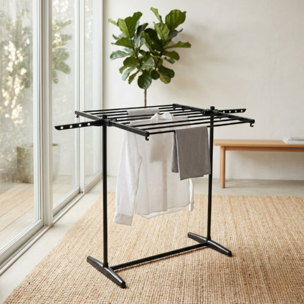 56532627dd26c0267eb4fc282b95e085 Folding Cloth Drying Stand | Multi-Tier Laundry Organizer With Extendable Wings | Space-Saving Durable Rack For Clothes
