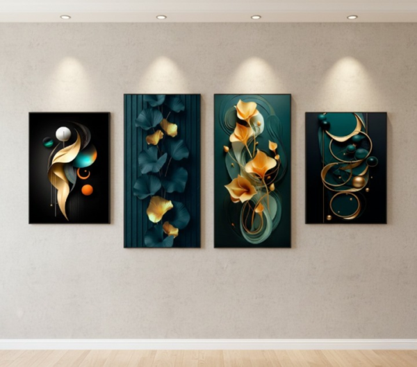 56c4fc2a1c742b0cc1f78cb58709ea41 Set Of 4 Pcs Modern Abstract Ginkgo Leaves Wall Art Elegant Stylish Durable Decorative And Contemporary Home Design