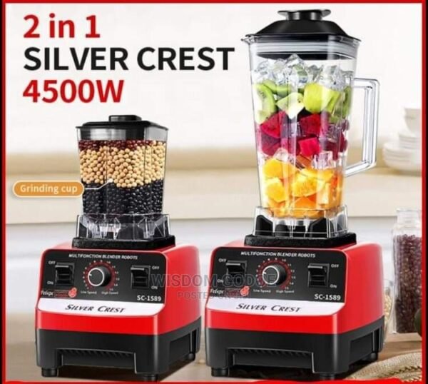 56e377ca481e90ae6f5d05ed60ba1f44 Silver Crest SC-1589 2 in 1 High Power Blender 4500W – Multi-Function Grinder & Smoothie Maker