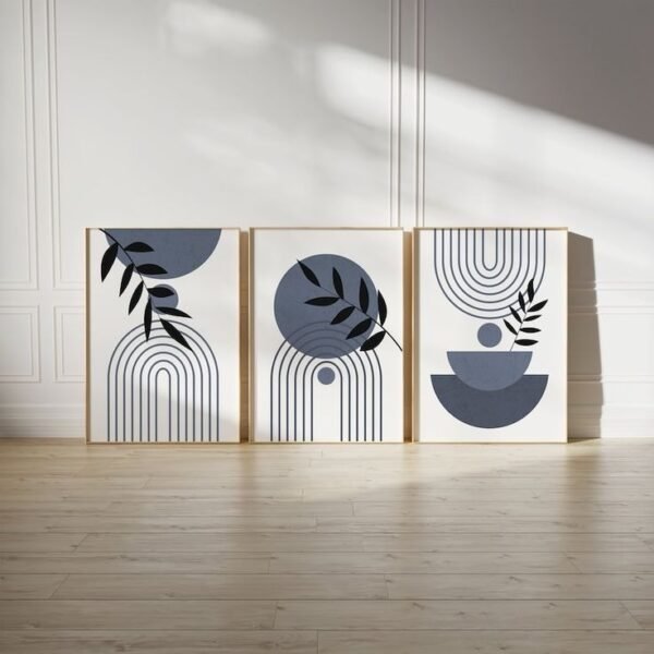 56f9da281b3f9d4d513e9c97aec6b8ca Set of 3 Abstract Botanical Wall Art Frames – 8x11" MDF Wood with Adhesive Backing