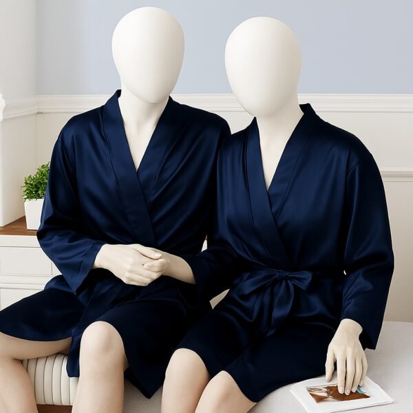 Elegant Silk Couple Gown / Robe Set – Wrap Style with Waist Belt (2 Pcs) |  DC-C008