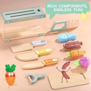 579c8b1643e591c0110dd3fd909cc945 Wooden Kids Play Kitchen Set with Toy Utensils & Velcro Food – Montessori Pretend Cooking Playset