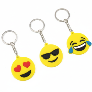 5801c3b690ccc0da5fb8bc1edca474b0 Pack of 3 Assorted Round Emoji Reaction Keychains – Plastic Smiley Face Charms (Random Designs)