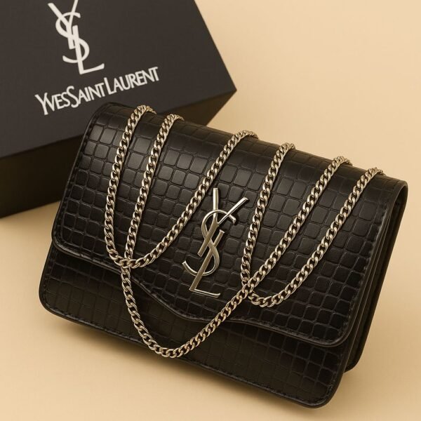 5a5d13e62276201c70d48a3be6b843f1 Premium Croc-Embossed Vegan Leather Crossbody Bag with Elegant Gold-Tone Chain Strap and Iconic Signature Hardware