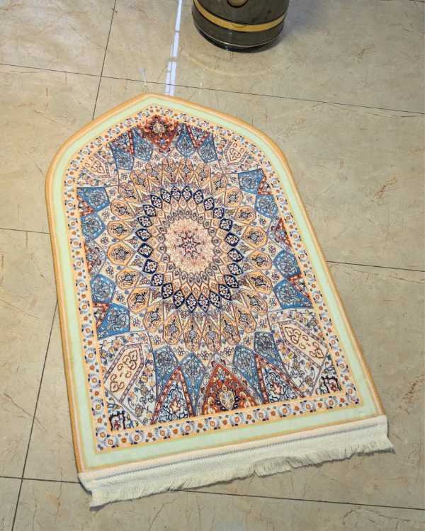 5a662fb38da4546563c77c915d650b84 Golden Sunburst Persian Mandala Velvet Prayer Mat Janamaz (70x115 cm)