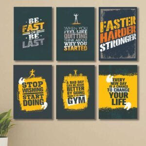 5a8d830b656f2c0b96d111bbf5cebe39 6 PC Wall Decor Cardboard Phototiles With Double Sided Back Sticking – Gym Hardest Quotes