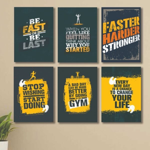 5a8d830b656f2c0b96d111bbf5cebe39 6 PC Wall Decor Cardboard Phototiles With Double Sided Back Sticking – Gym Hardest Quotes