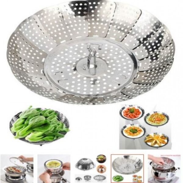 5b58d736036dc251325bf5ee9167b5f1 Multifunctional Stainless Cooking Steamer Foldable Kitchen Steamer Plate Anti-Scald Steamer Basket Deep Fryer Pot Strainer