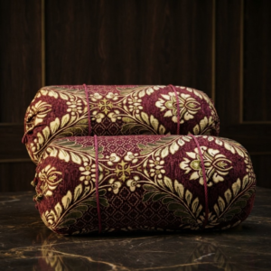 5c14f10a791189f68d83c77c8c4c2475 Luxury 2 Piece Soft Velvet Jacquard Gol Pillow Cover Set 36 x 17 Easy Washable Color Fast Maroon Floral Design