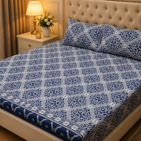 5dcdf847d3ca645f15d7789dc2731d95-1 3D Crystal Cotton 3 Piece Bedsheet Set - Home Textile Product Designed (AY0010025)