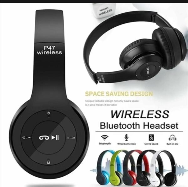 5f2d7f964bc2a57f46259330f5672238 P47 Wireless Bluetooth On-Ear Headphones with Microphone (1 Piece – Random Color)