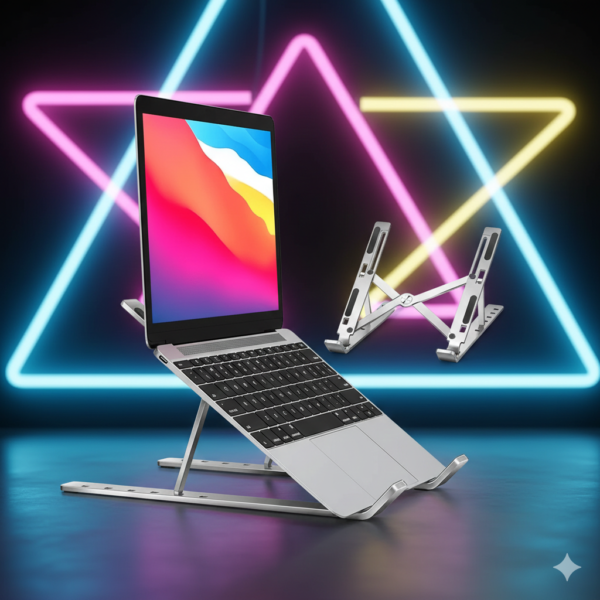 5fd2f5c74a7419cb9813b90c681eecb3 Speed-X Professional Adjustable Aluminium Laptop Stand – Heavy Duty 16 Inch Height, Foldable & Portable (6 Angles)