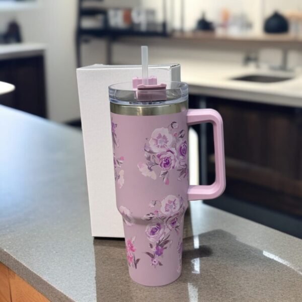 6038afdb2eec4f30e01f3cd2a5e1ef58 Floral Insulated Travel Tumbler with Ergonomic Handle and Leak-Resistant Lid – 40oz Double-Wall Vacuum Flask ( Random Color )