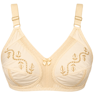 SL Comfort Plus Premium Ladies Bra - Skin Color - Front Embroidery Design with Lace Detailing