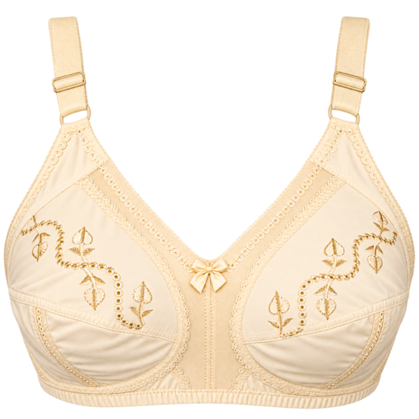 SL Comfort Plus Premium Ladies Bra - Skin Color - Front Embroidery Design with Lace Detailing